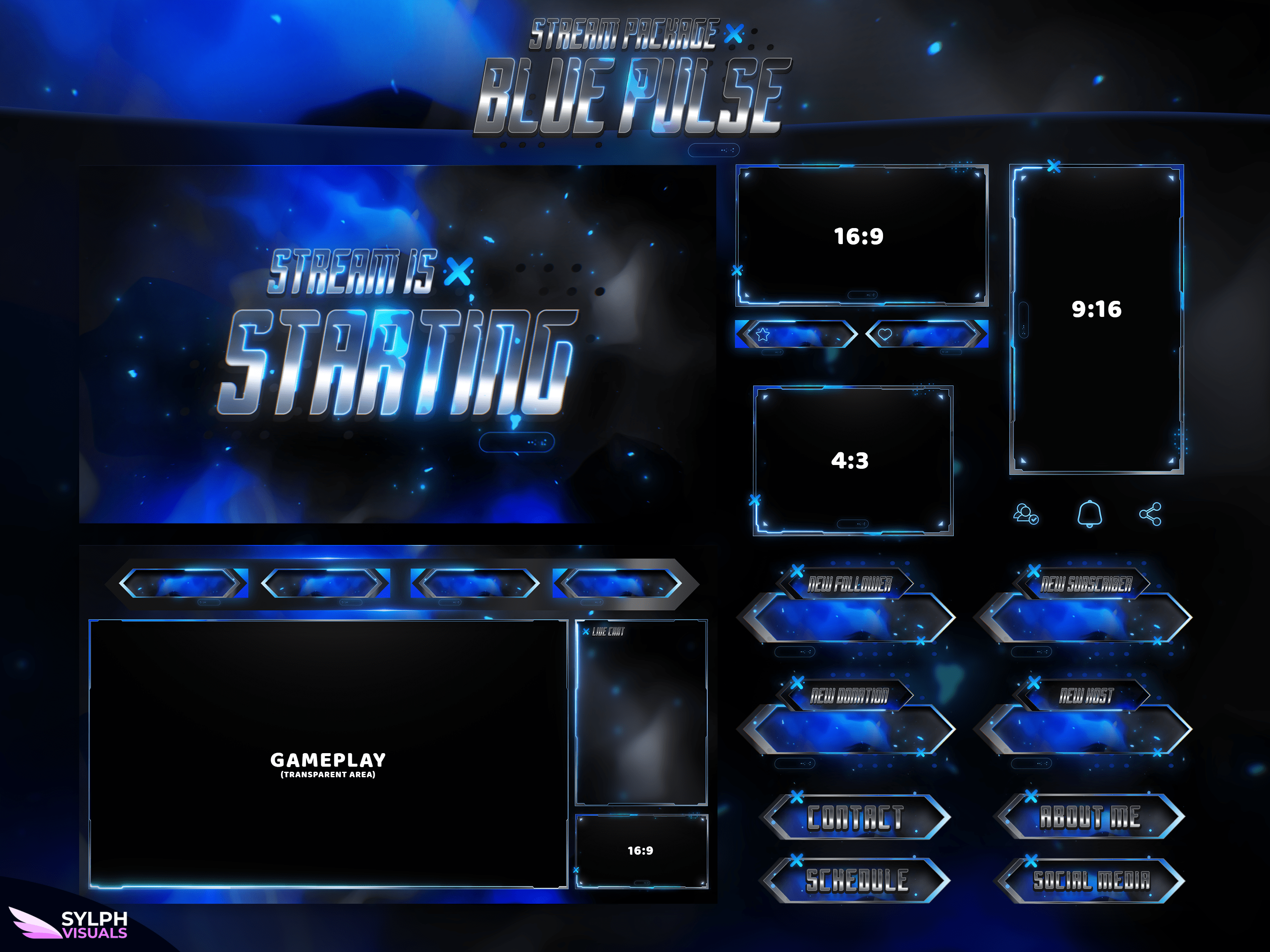 Blue Pulse Stream Overlay Package - SylphVisuals