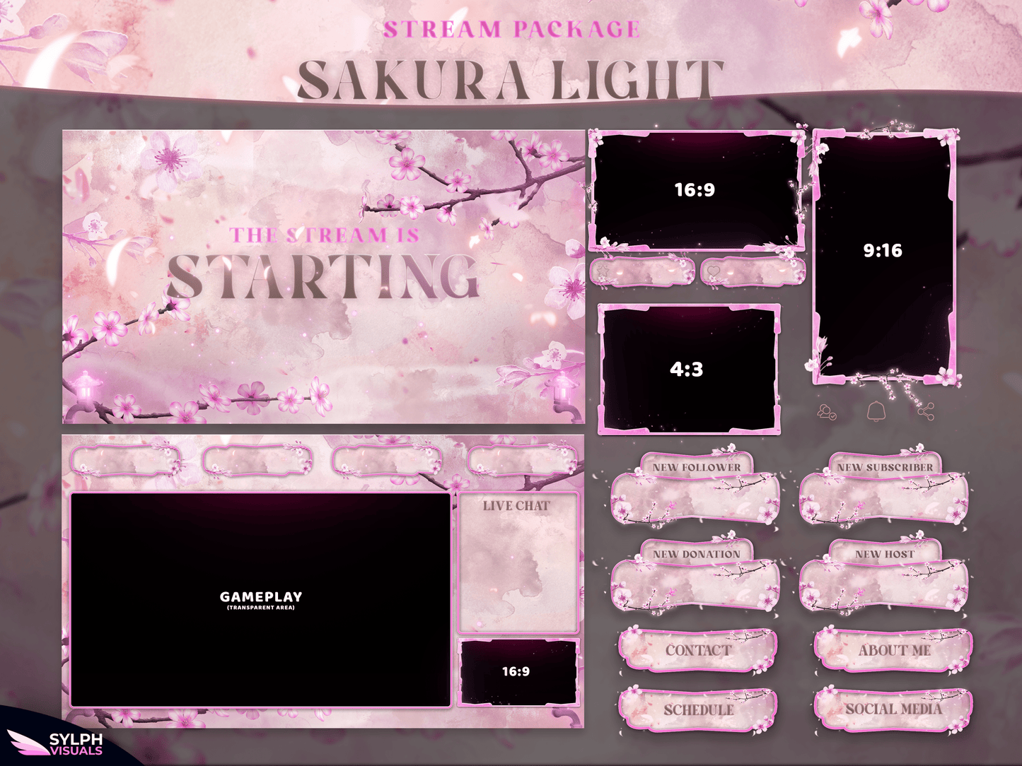 Sakura Light Package Animated Overlays for OBS