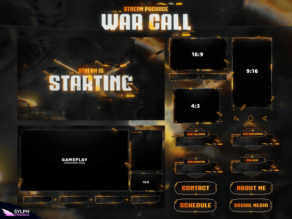 War Call Stream Package Animated Overlays for OBS