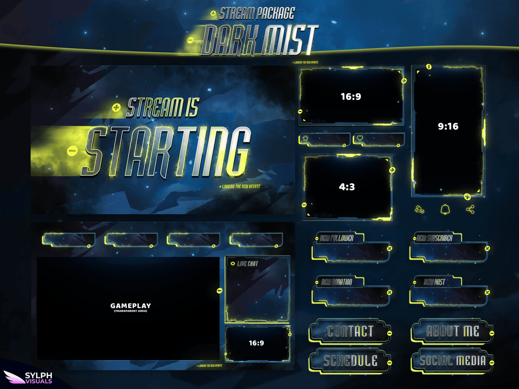 Dark Mist Package Animated Overlays for OBS