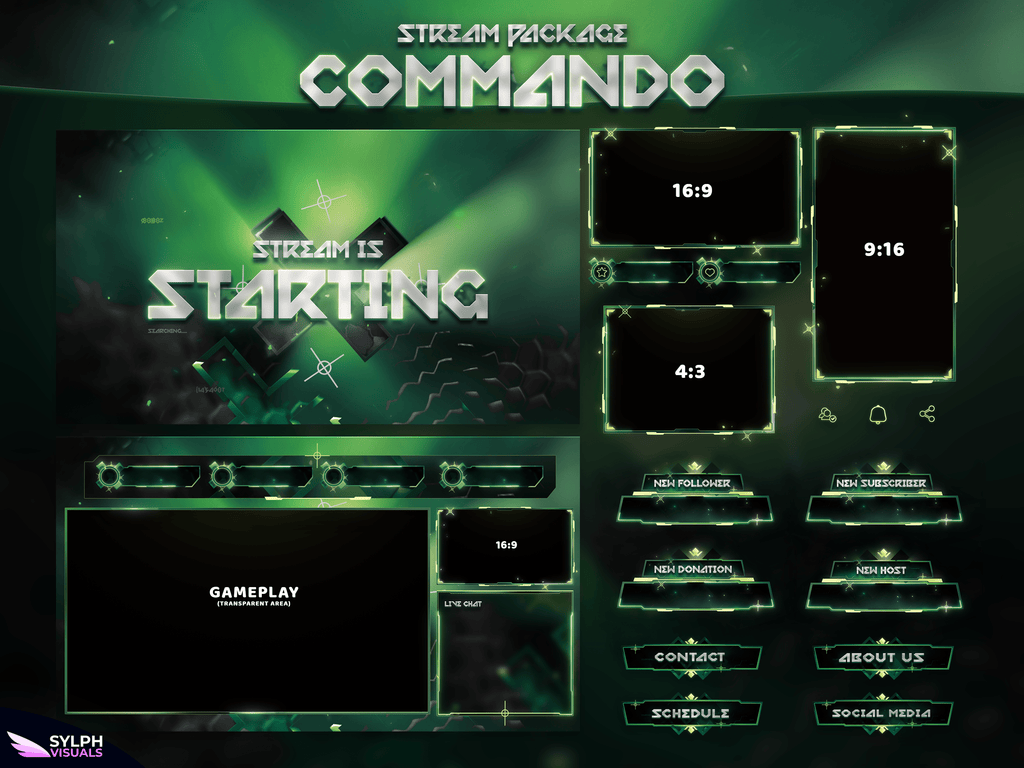 Commando Stream Package Animated Overlays for OBS