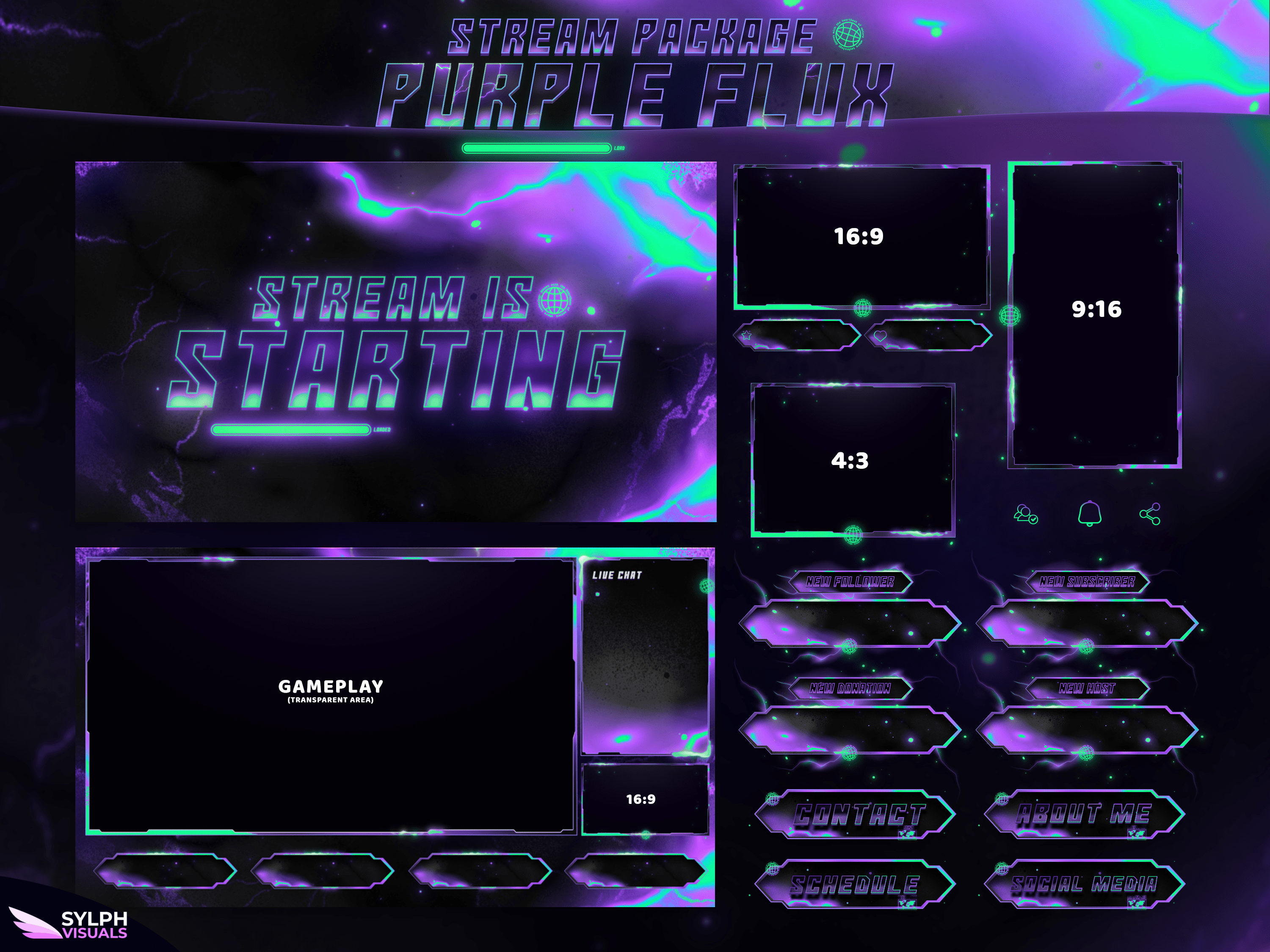 Purple Flux Stream Overlay Package - SylphVisuals
