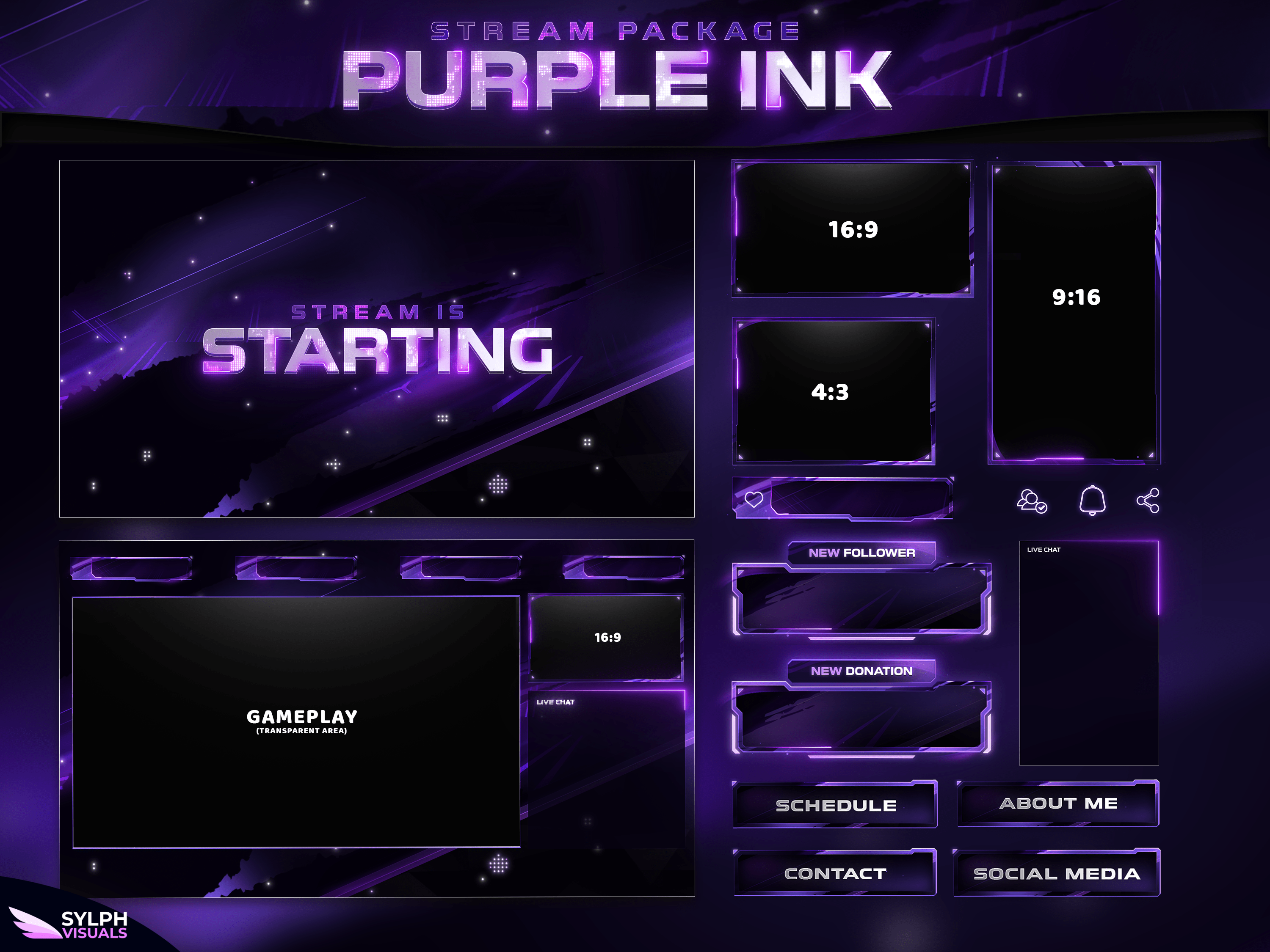 Purple Ink Stream Overlays - SylphVisuals
