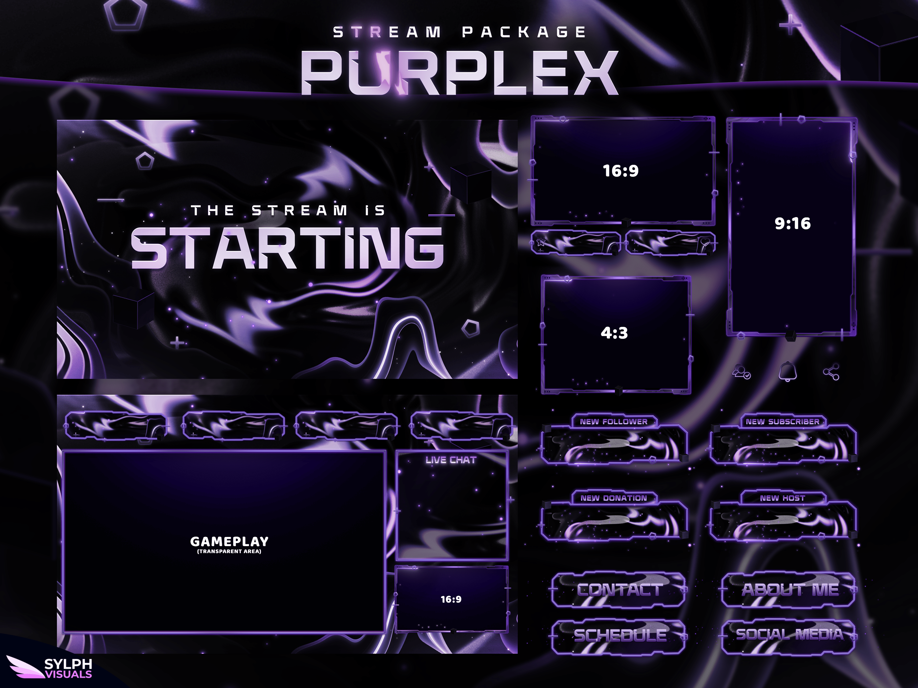 Purplex Stream Overlay Package - SylphVisuals