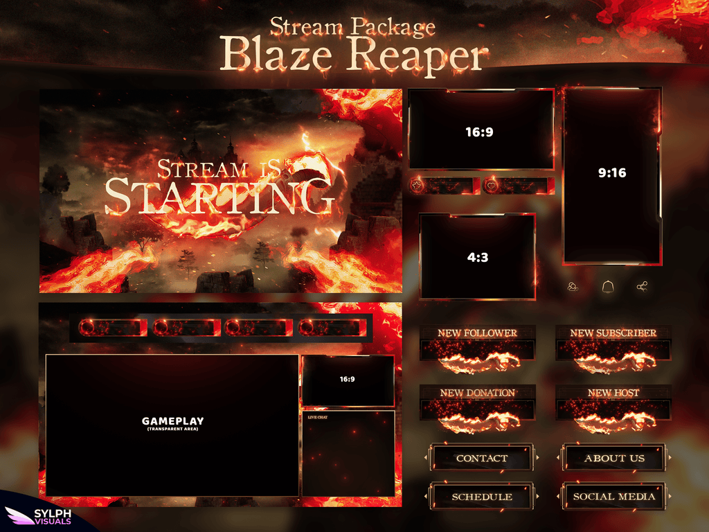 Blaze Reaper Stream Package Animated Overlays for OBS