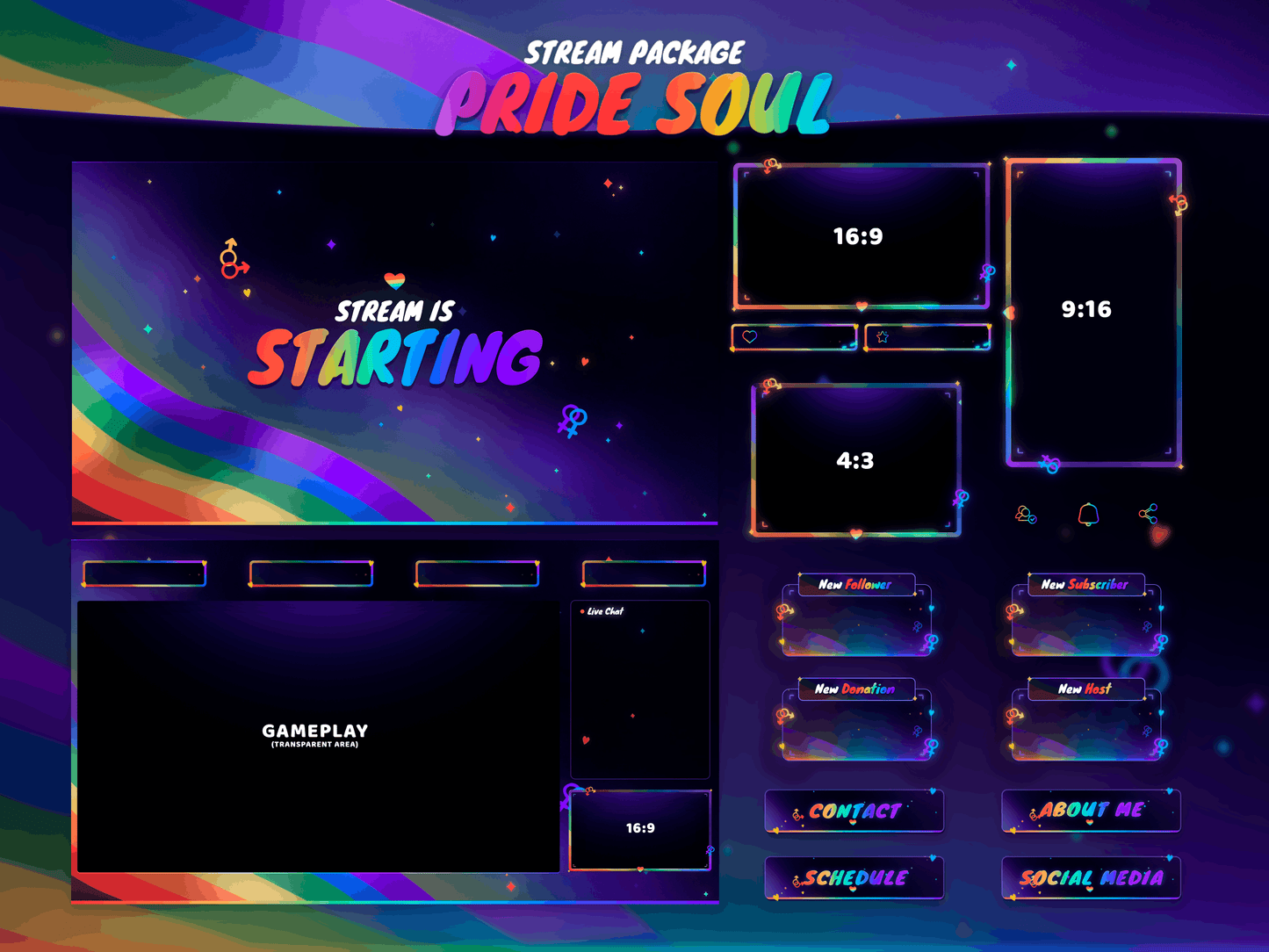 Pride Soul Package Animated Overlays for OBS