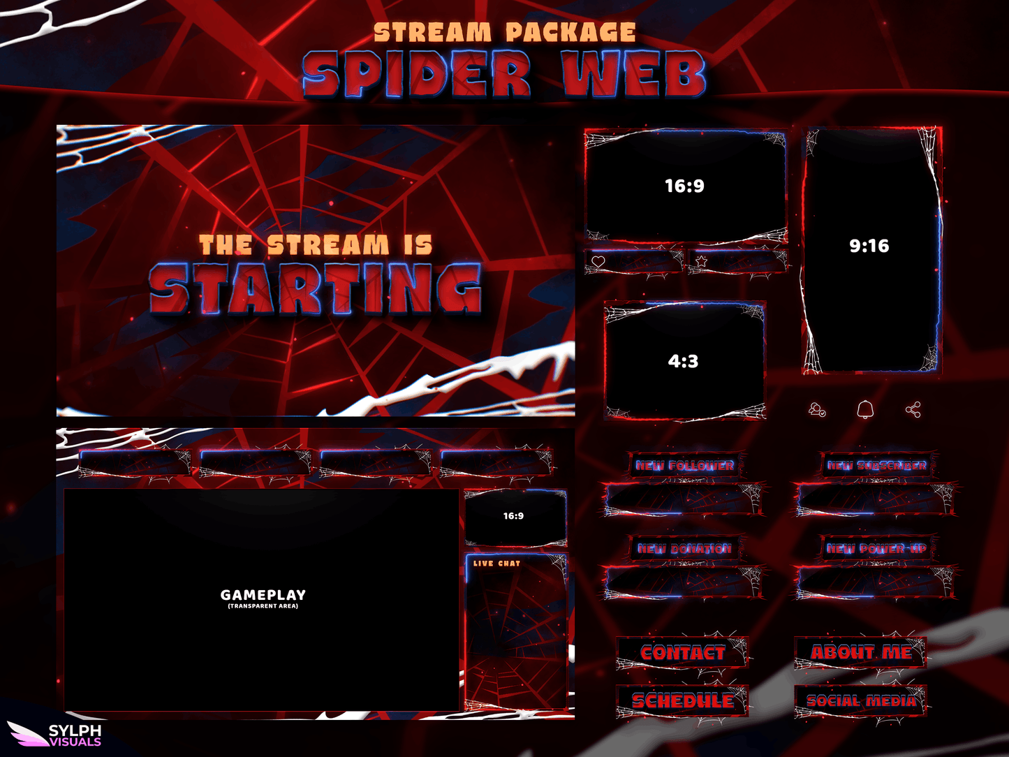 Spider Web Package Animated Overlays for OBS