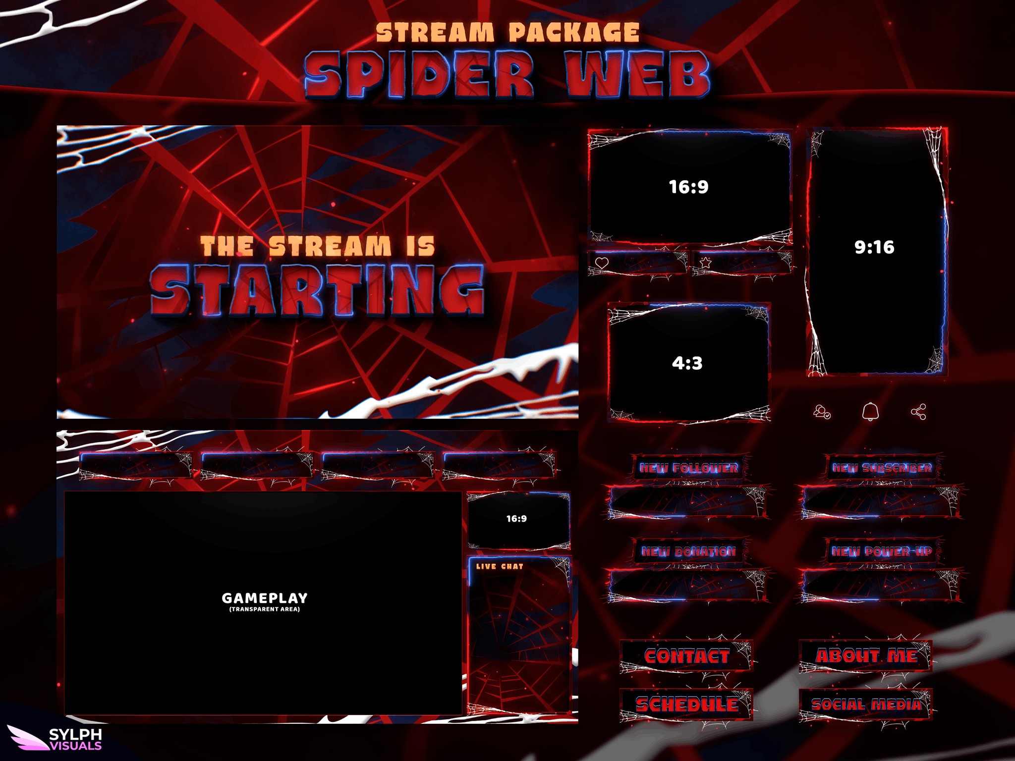 Spider Web Package Animated Overlays for OBS
