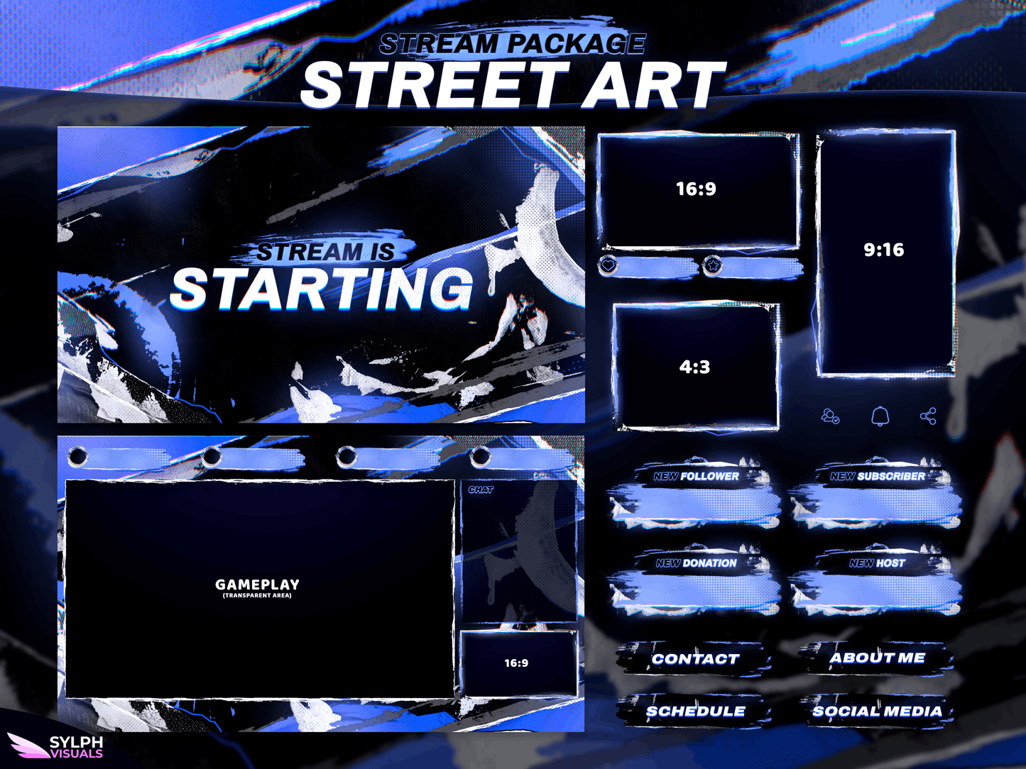 Street Art Package Animated Overlays for OBS