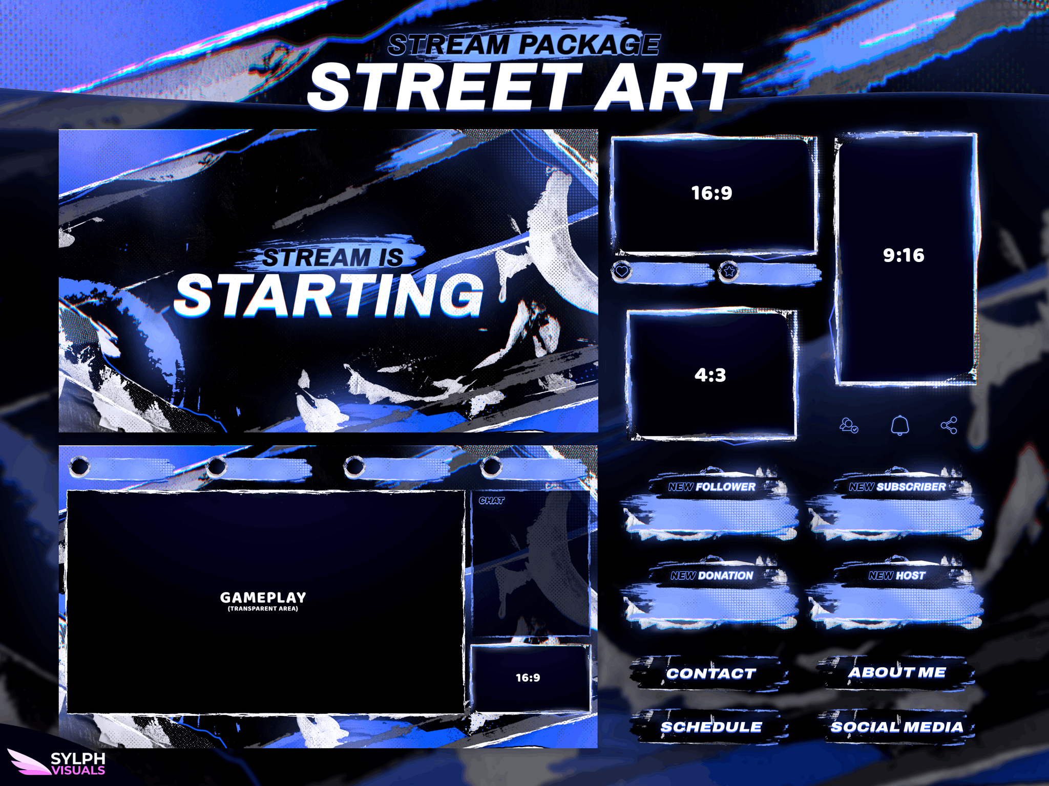 Street Art Package Animated Overlays for OBS