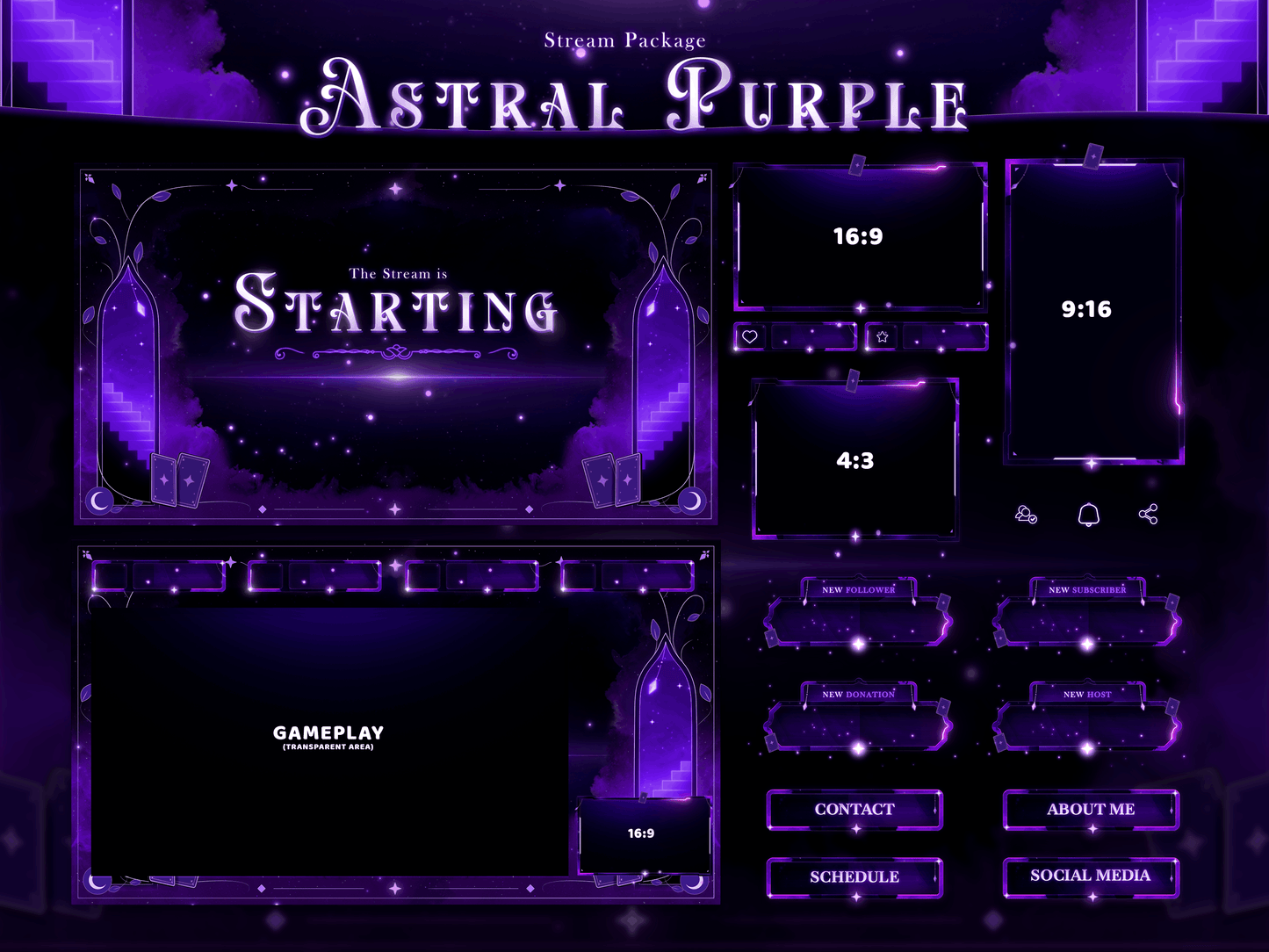 Astral Purple Package Animated Overlays for OBS