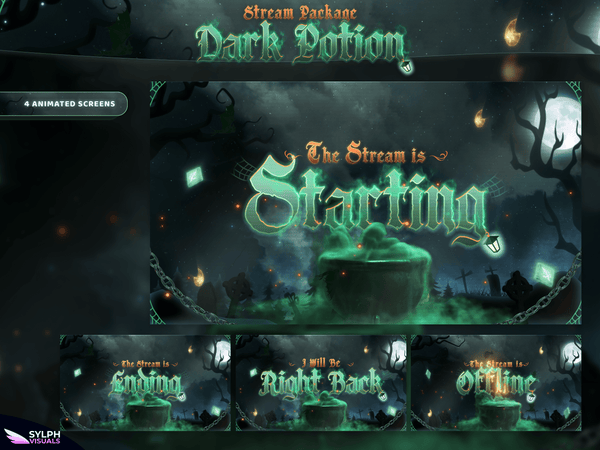 Dark Potion Animated Twitch Screens