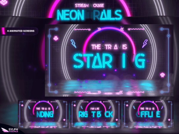 Neon Trails Animated Twitch Screens