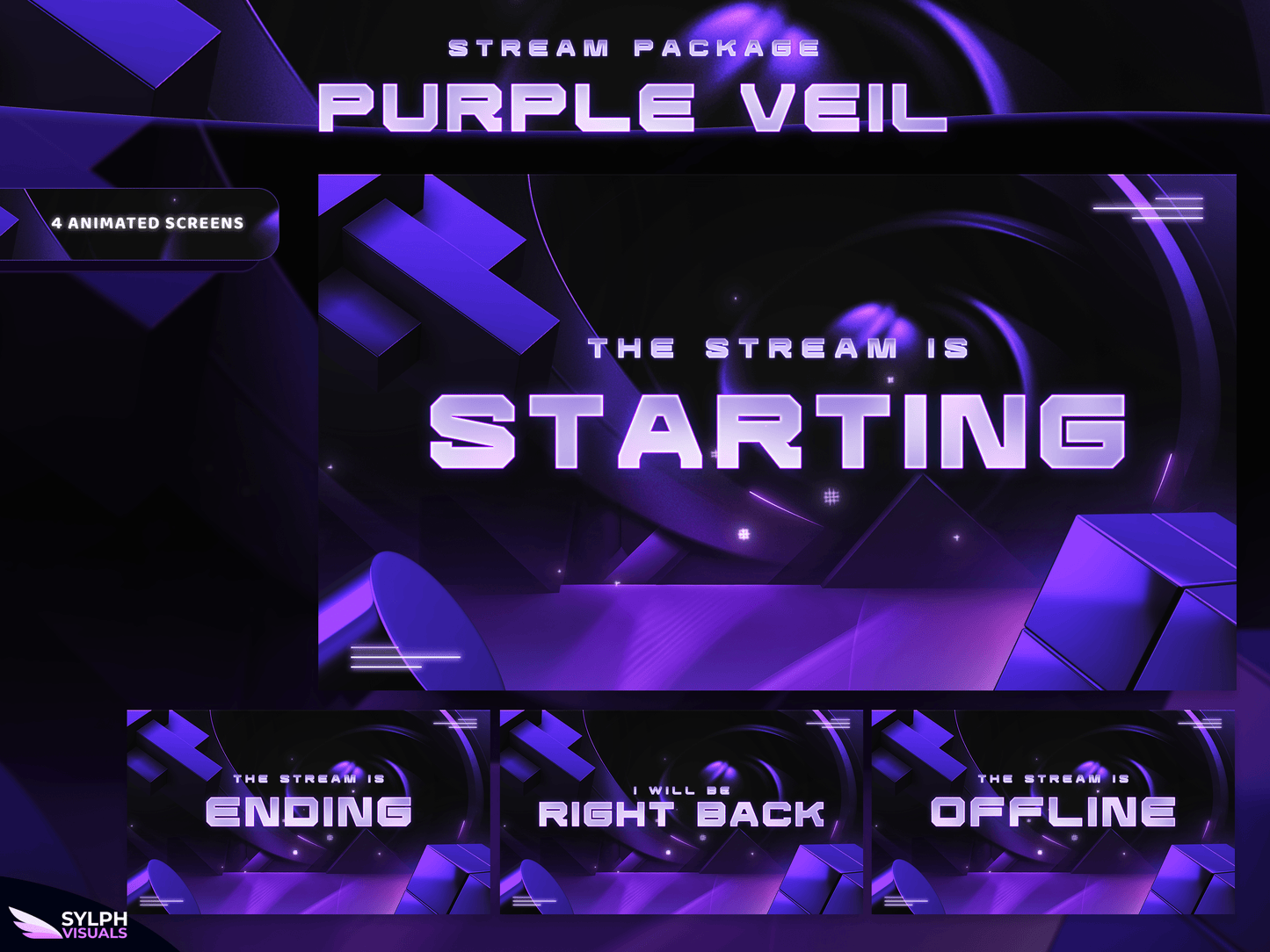 Purple Veil SAnimated Twitch Screens