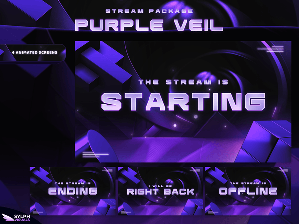 Purple Veil SAnimated Twitch Screens