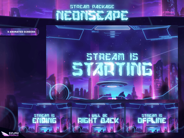 Neonscape Animated Twitch Screens