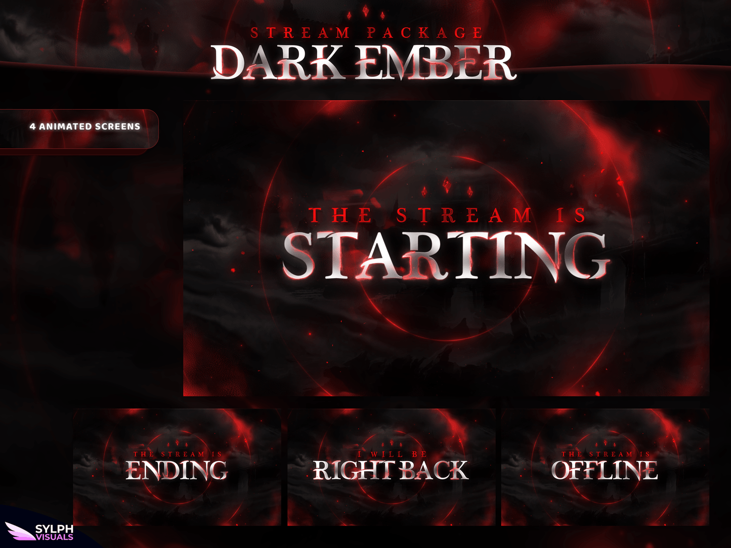 Dark Ember Animated Twitch Screens