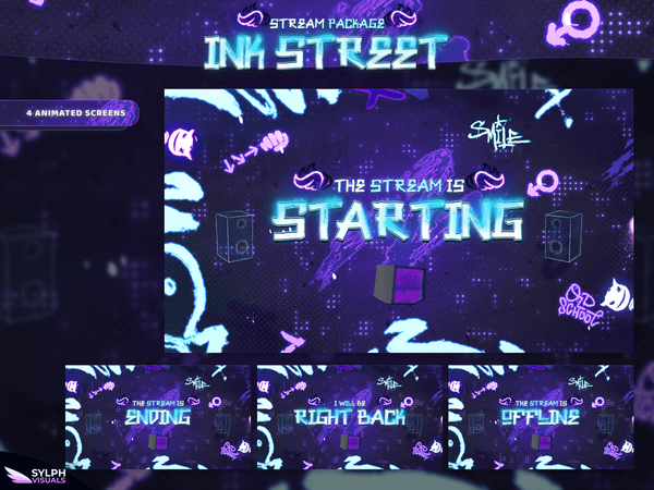 Ink Street Animated Twitch Screens