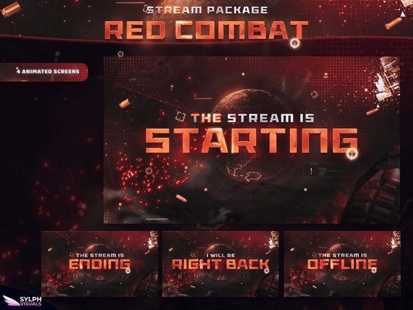 Red Combat Animated Twitch Screens