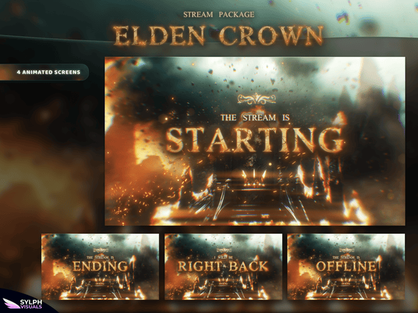 Elden Crown Animated Twitch Screens