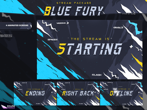 Blue Fury Animated Twitch Screens