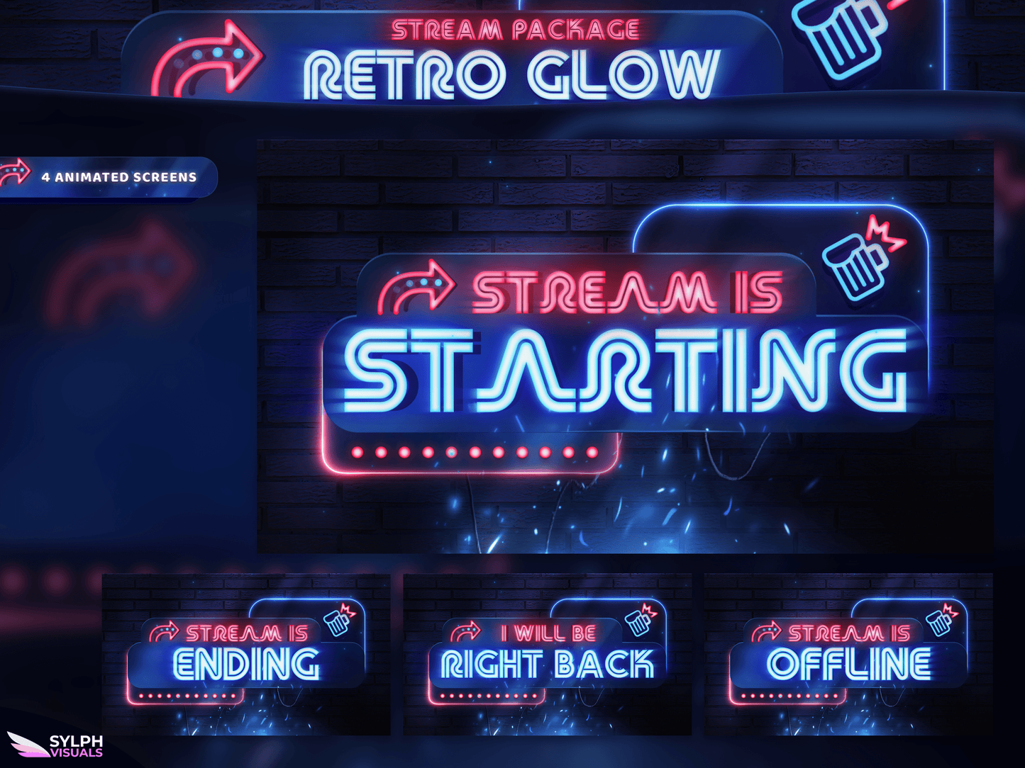 Retro Glow Stream Overlay Package