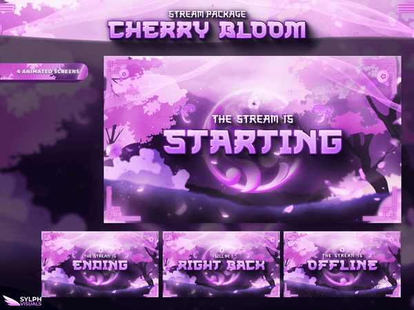 Cherry Bloom Animated Twitch Screens