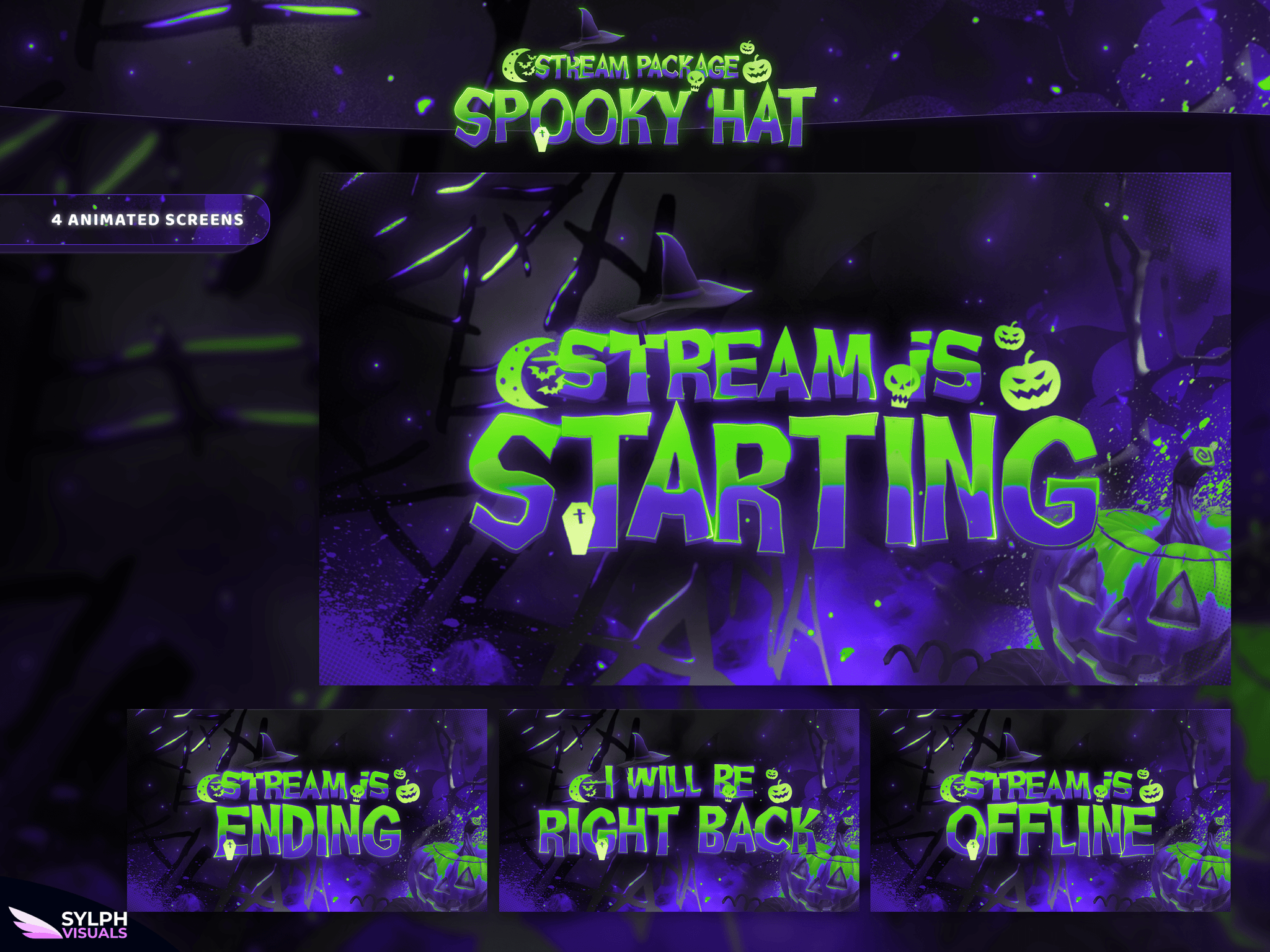 Spooky Hat Animated Twitch Screens