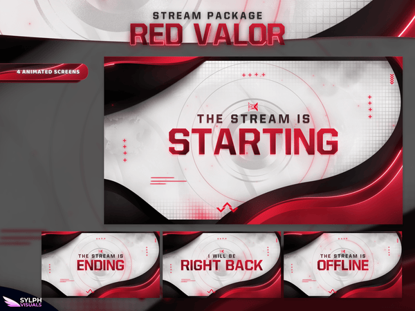  Red Valor Animated Twitch Screens