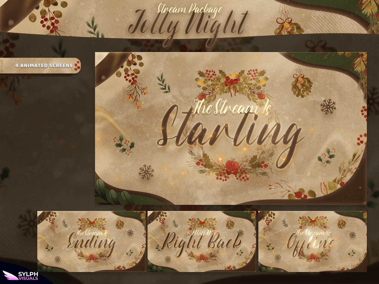 Jolly Night Animated Twitch Screens