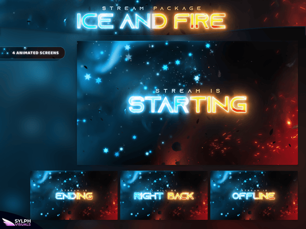 Fire and Ice Animated Twitch Screens