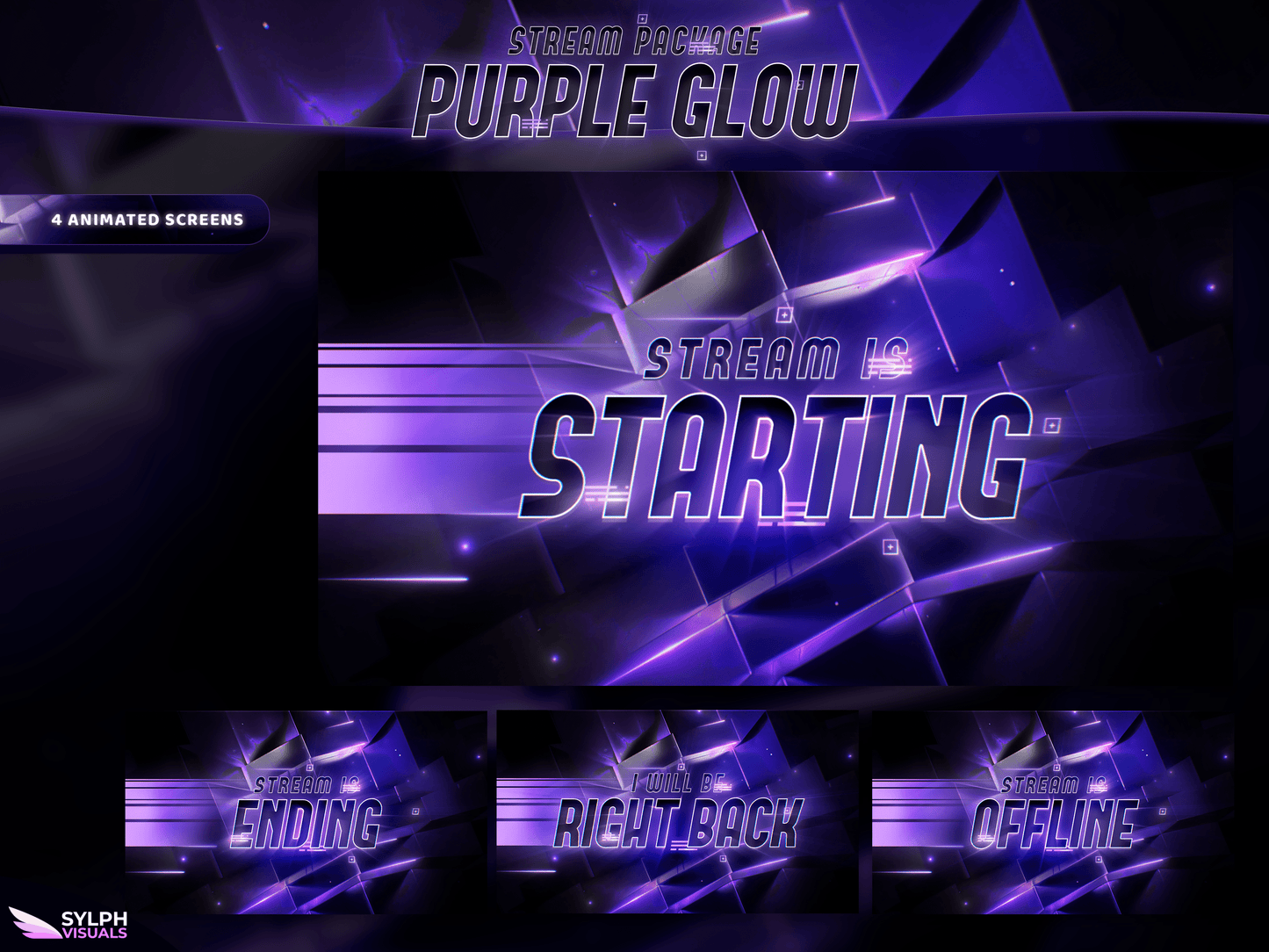 Purple Glow Animated Twitch Screens