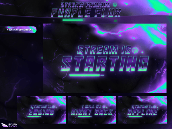 Purple Flux Animated Twitch Screens