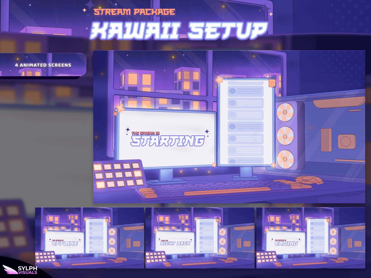 Setup Overlay Kawaii Setup Stream Overlay Package - SylphVisuals