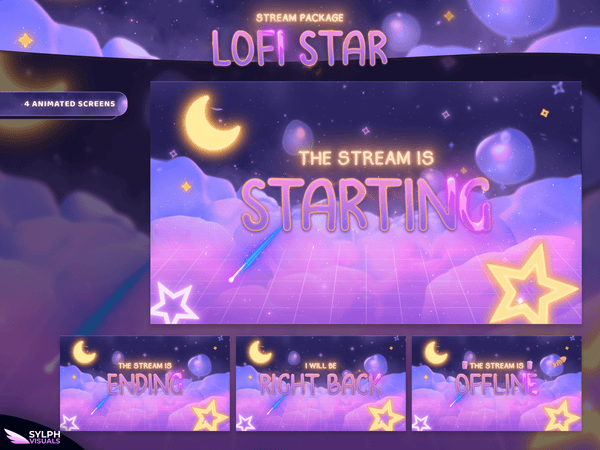 Lofi Star Animated Twitch Screens