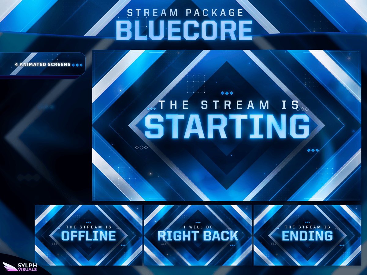 Bluecore Grid Bluecore Stream Overlay Package - SylphVisuals