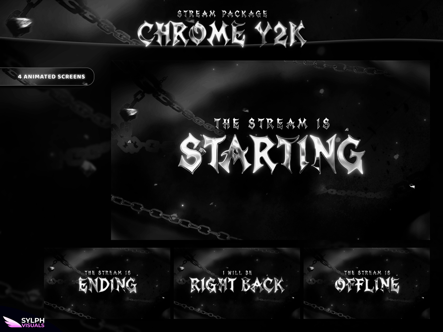 Chrome Y2K Stream Screens
