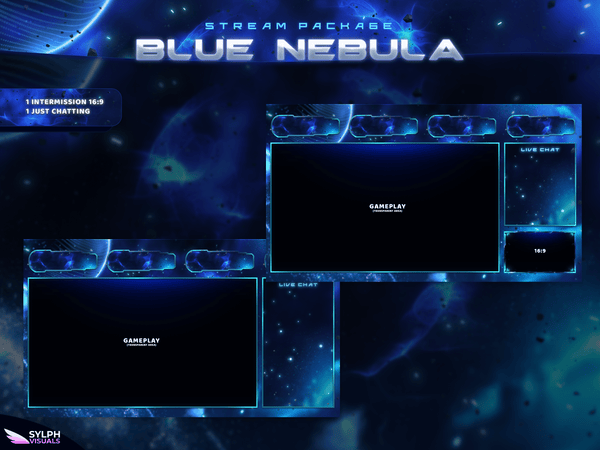 Blue Nebula Animated Intermission Screens for Twitch