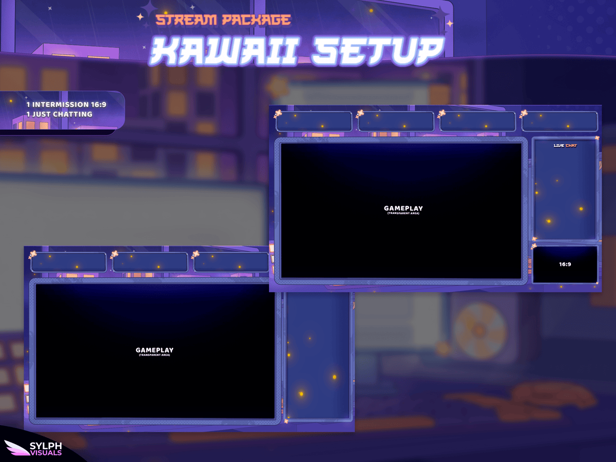 Setup Overlay Kawaii Setup Stream Overlay Package - SylphVisuals