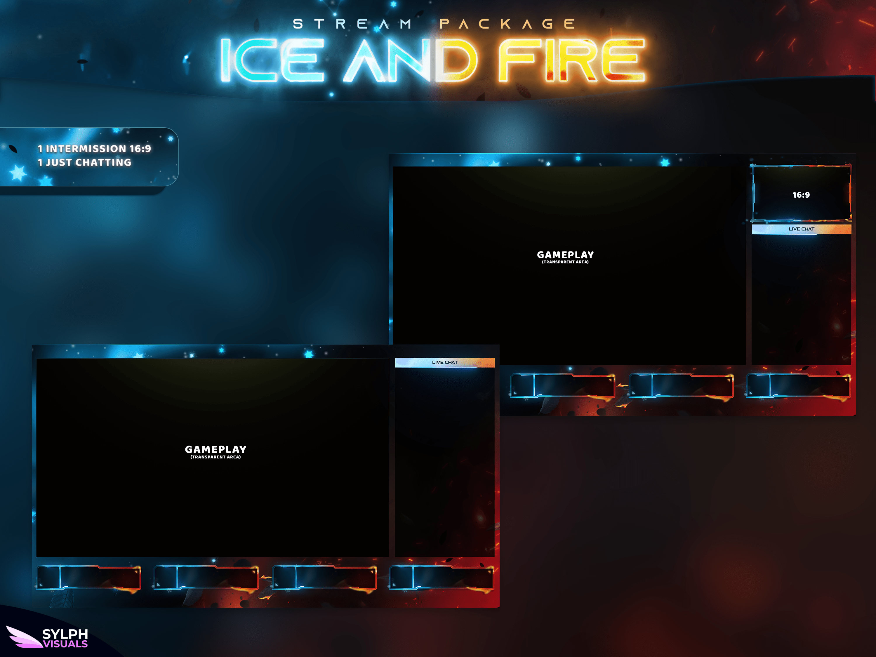 Ice and Fire Stream Overlay Package - SylphVisuals