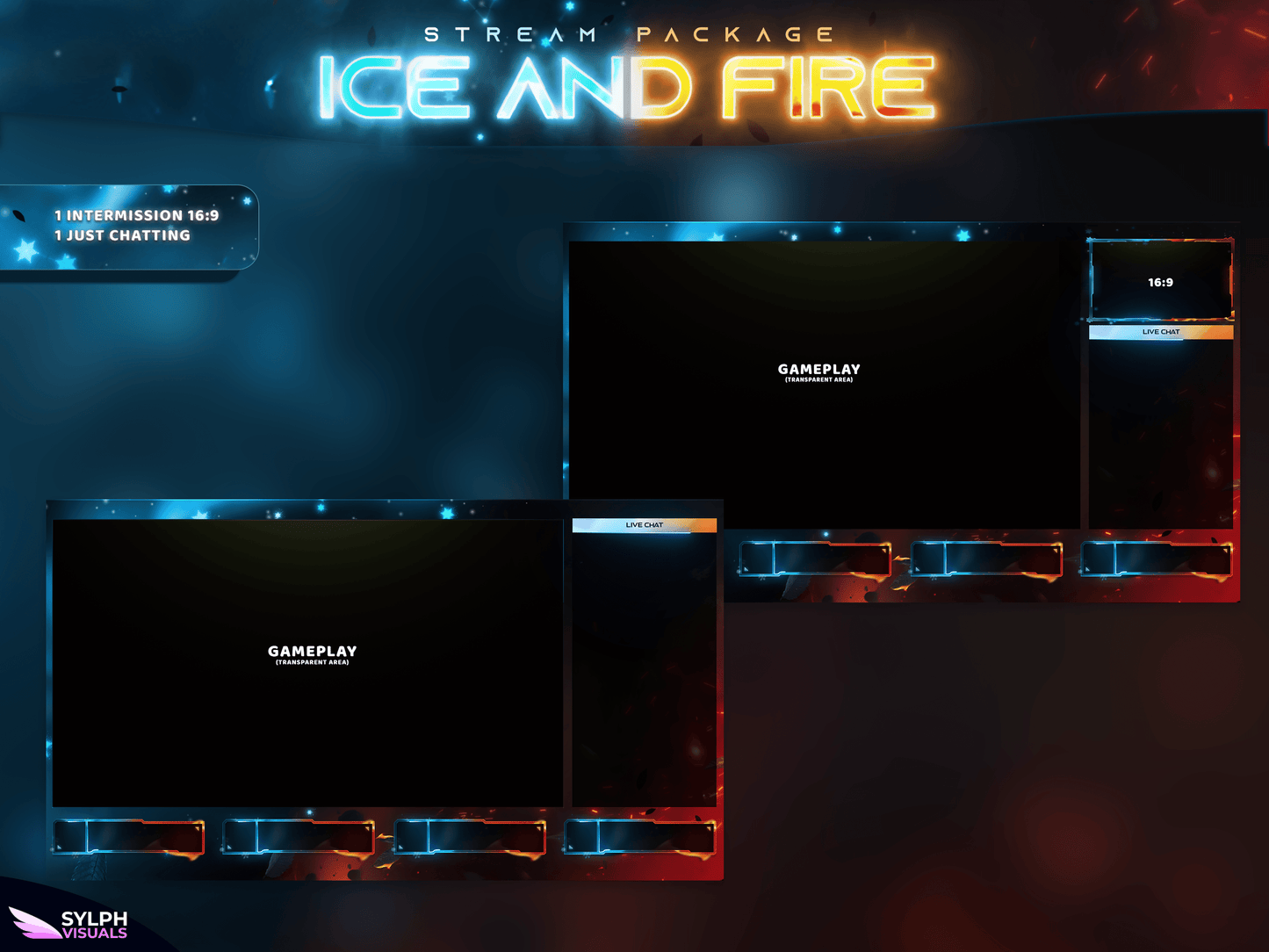 Fire and Ice Animated Intermission Screens for Twitch