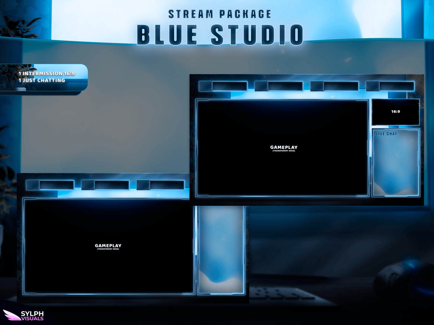 Blue Studio Animated Intermission Screens for Twitch