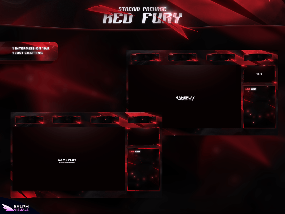 Stream Over Red Red Fury Stream Overlay Package - SylphVisuals