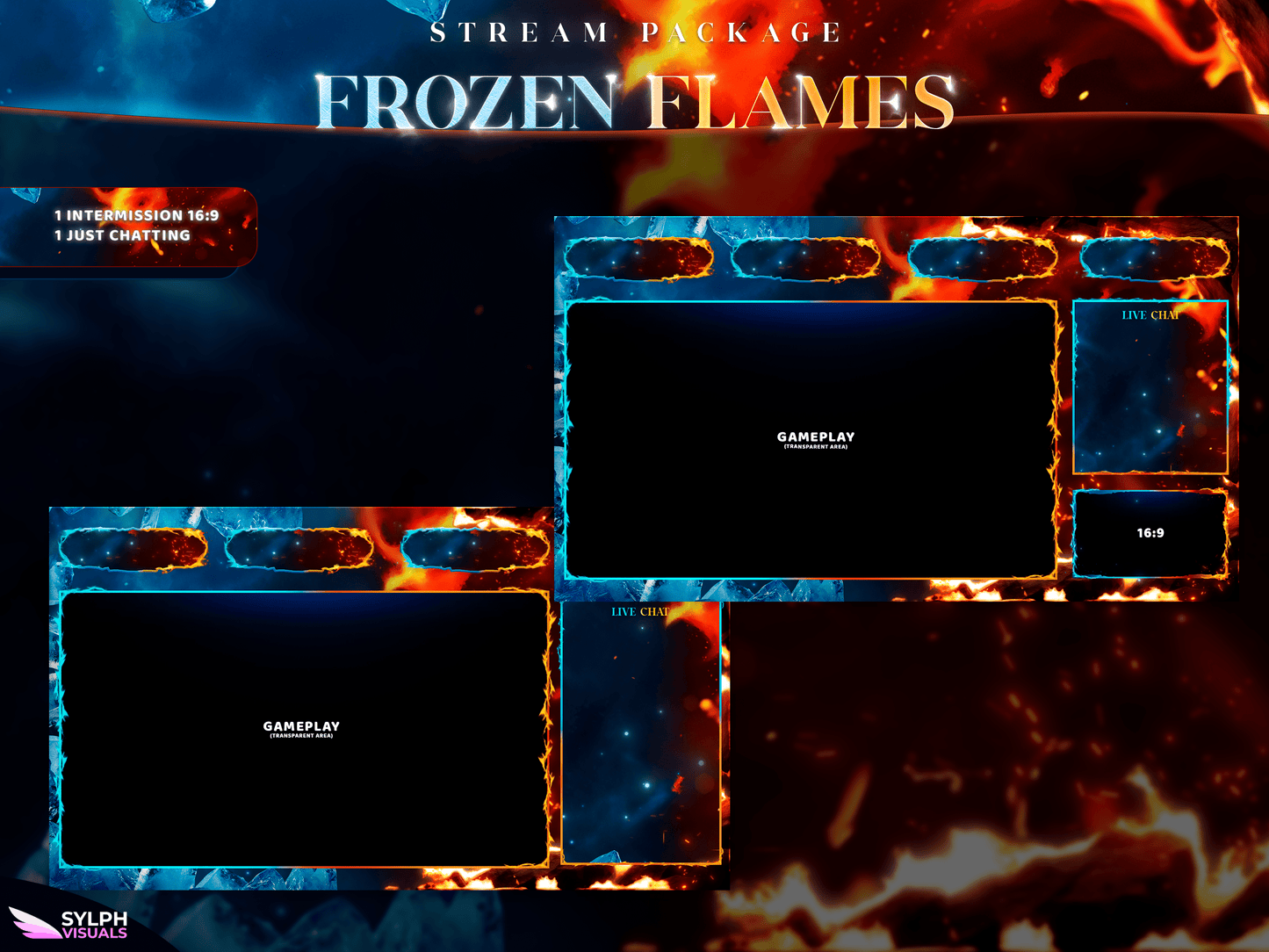 Frozen Flames Animated Intermission Screens for Twitch