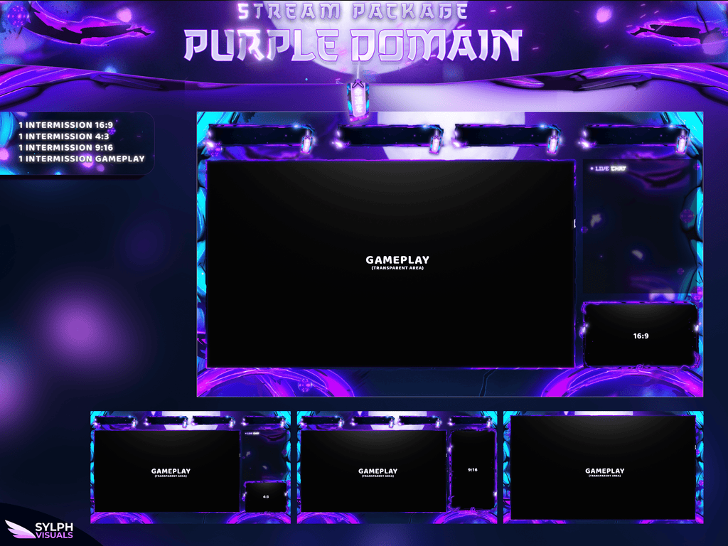 Purple Domain Stream Overlay - SylphVisuals
