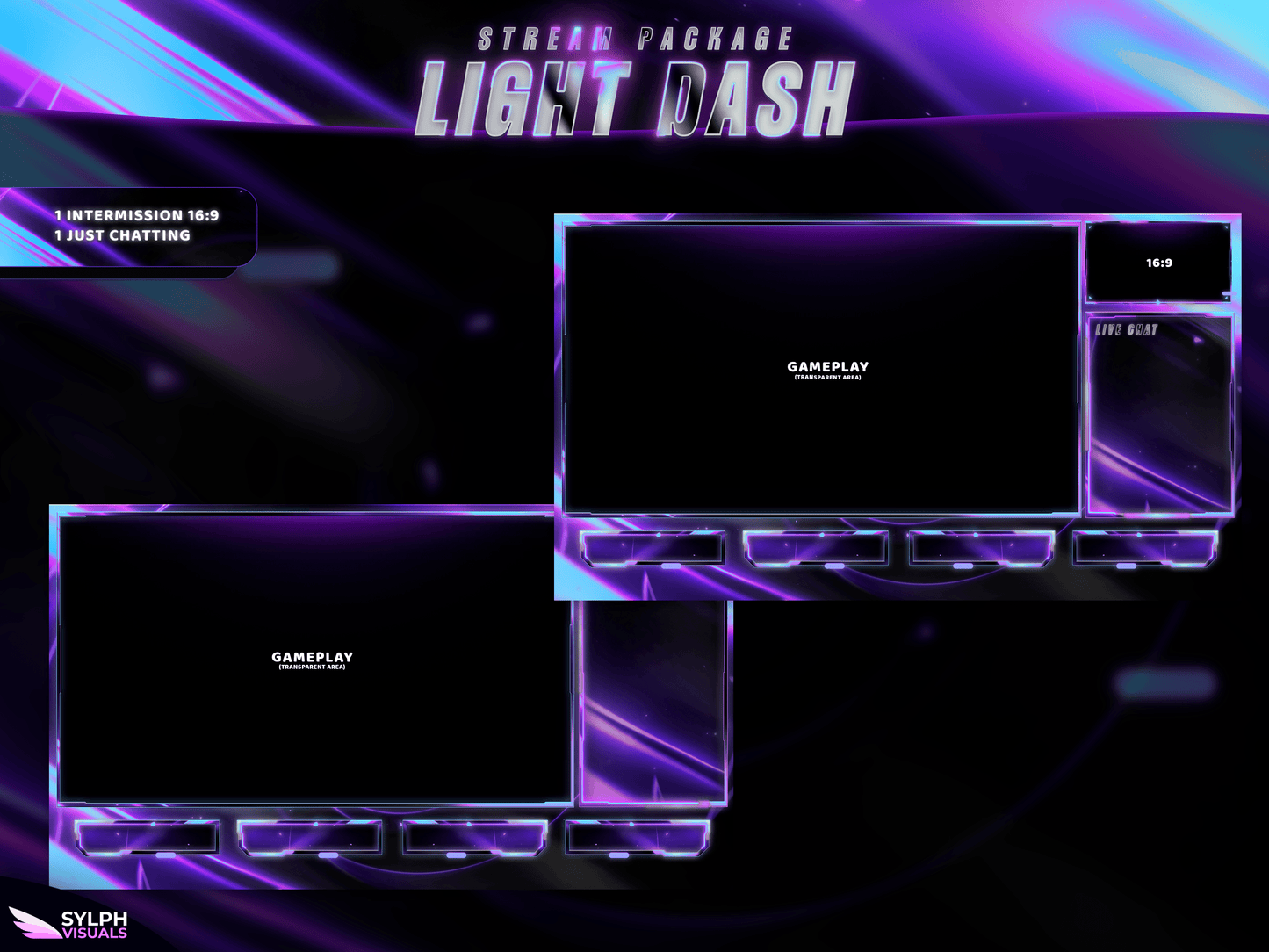 Light Dash Animated Intermission Screens for Twitch