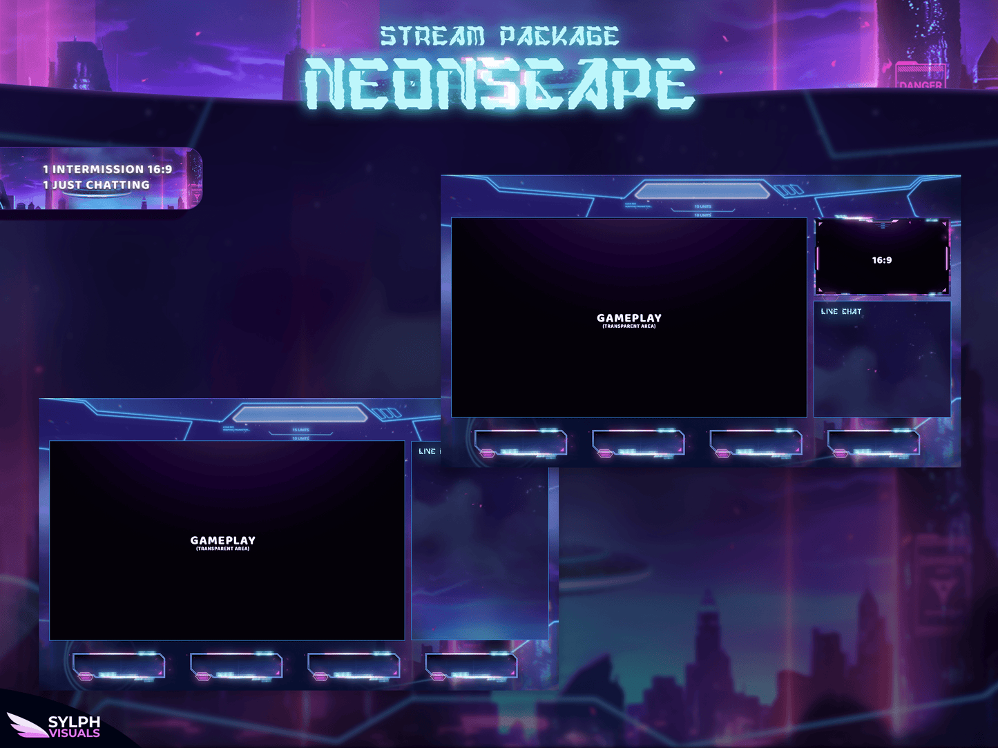Neonscape Animated Intermission Screens for Twitch