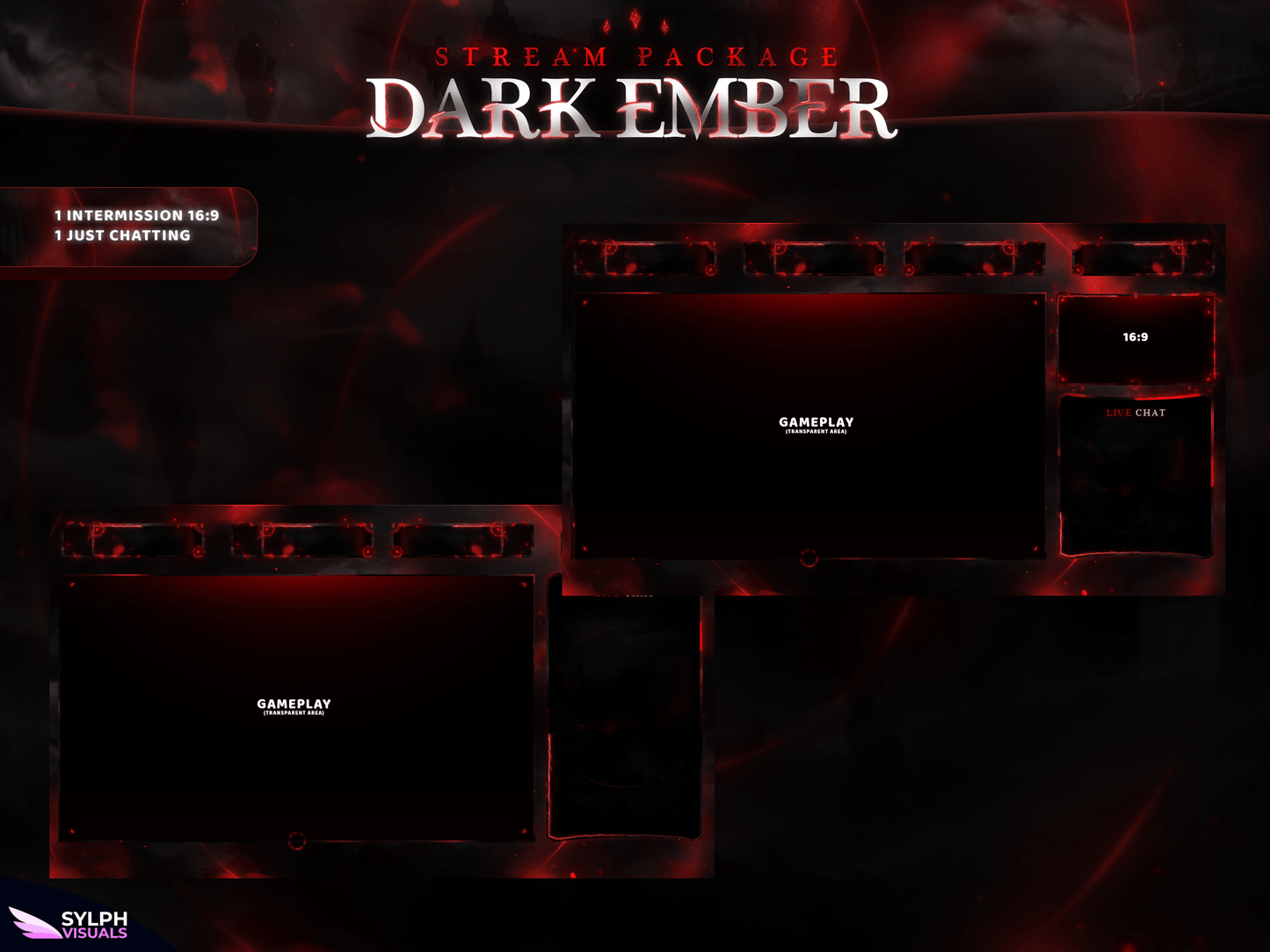Dark Ember Animated Intermission Screens for Twitch