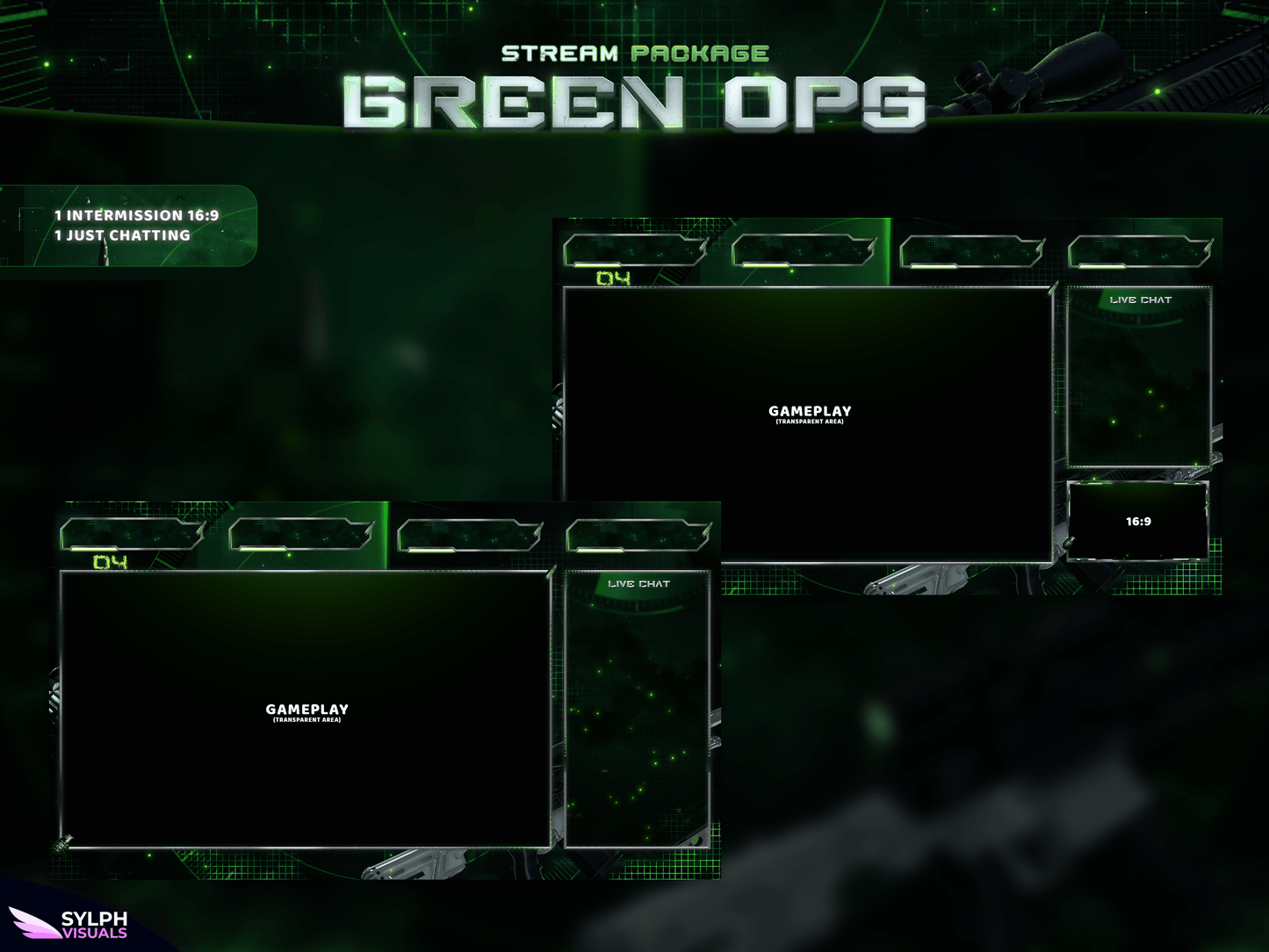 Green Ops Animated Intermission Screens for Twitch