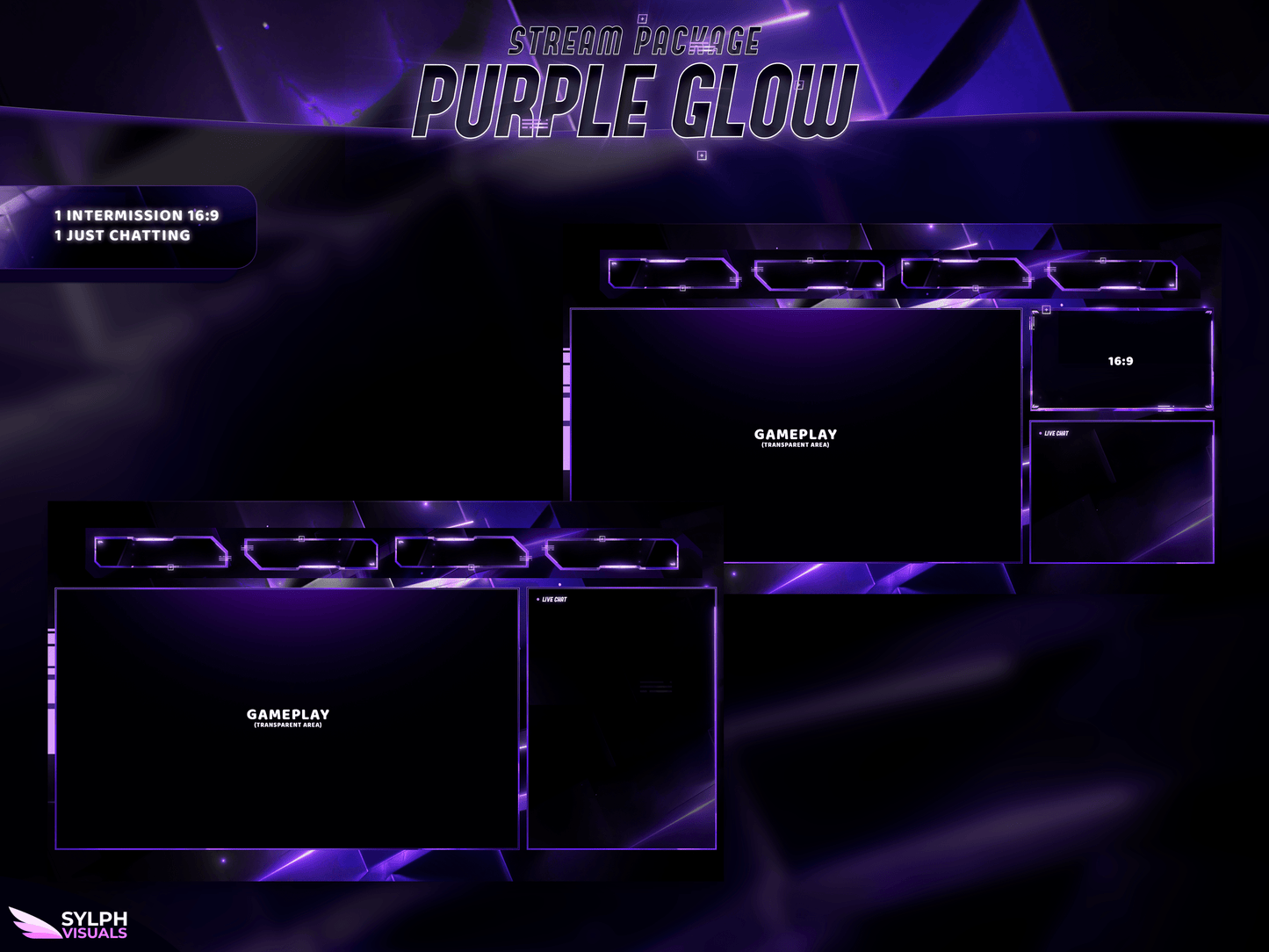 Purple Glow Animated Intermission Screens for Twitch